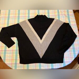 Color block waist length sweater